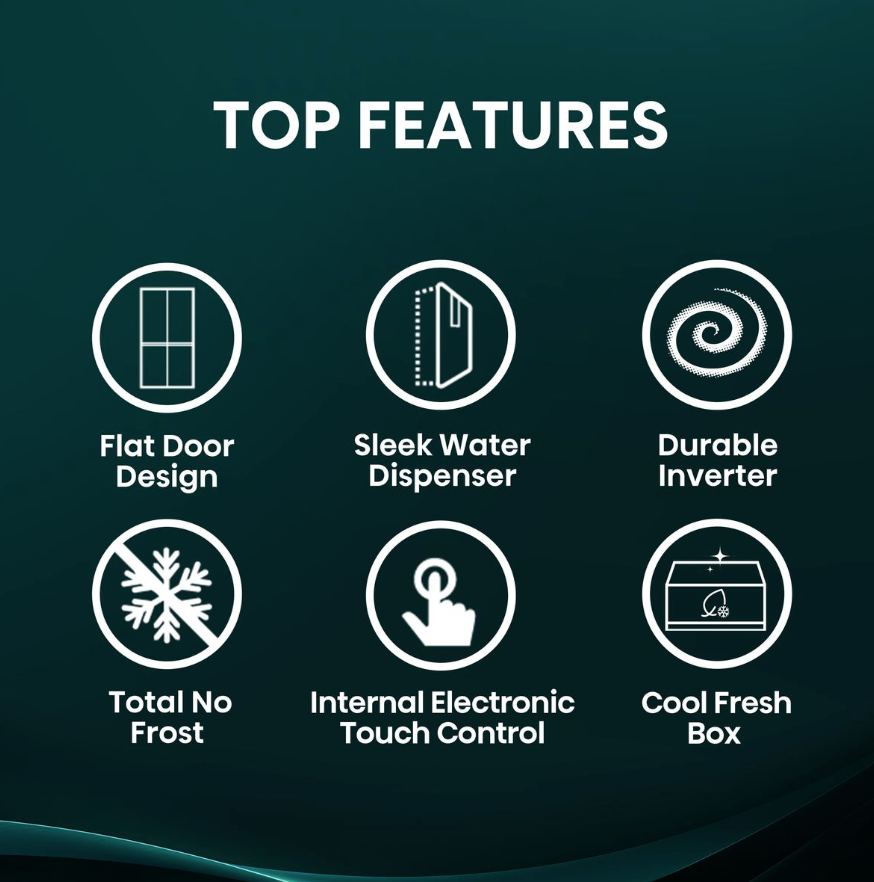 Hisense 394L PureFlat Door Fridge with Durable Inverter and Water Dispenser
