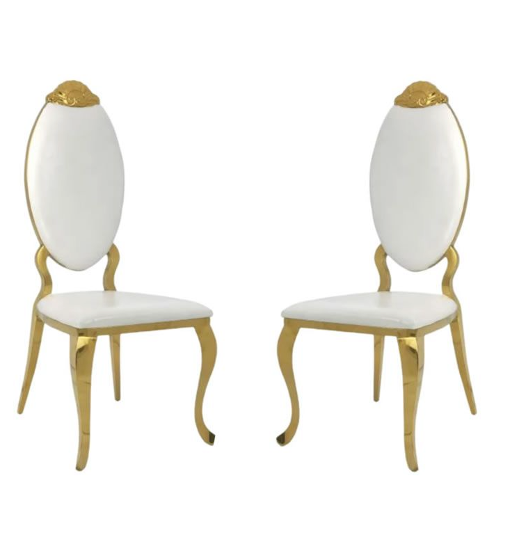Set Of 2 Stainless Steel Elegant Event Wedding Dining Chairs HTY
