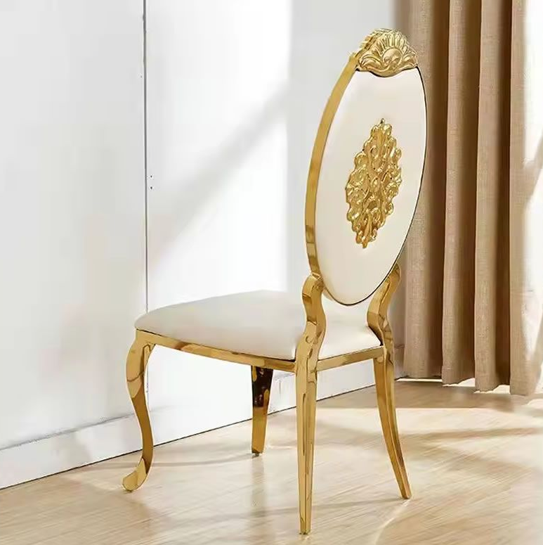 Set Of 2 Stainless Steel Elegant Event Wedding Dining Chairs HTY
