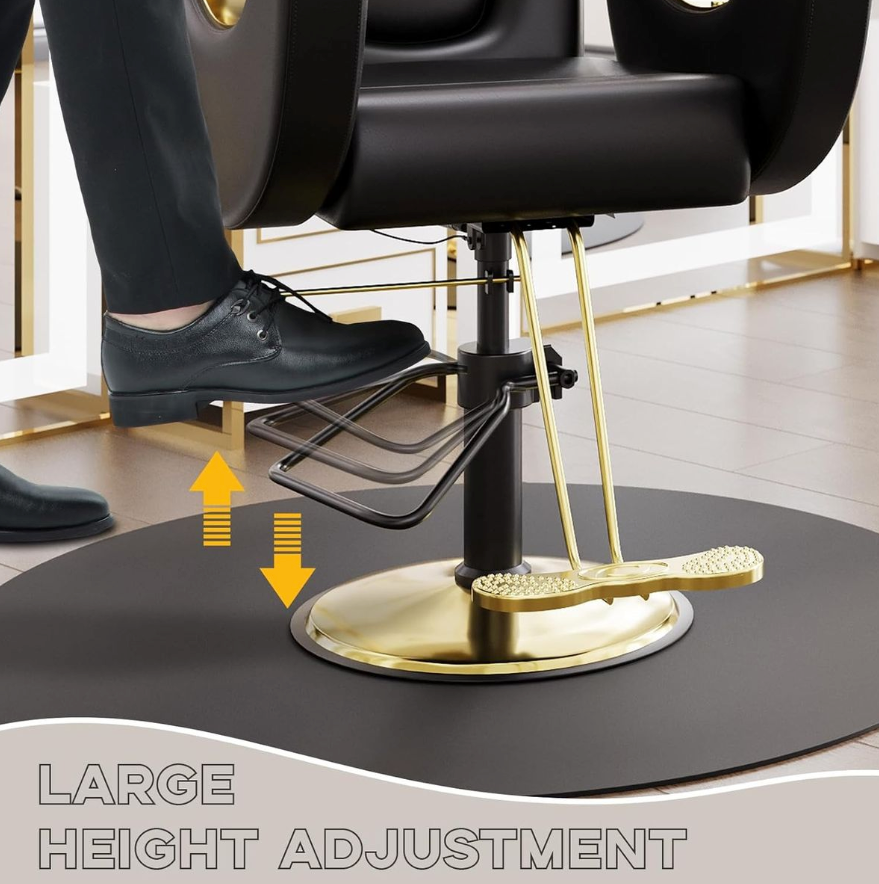 Luxury Black & Gold Hydraulic Salon Styling Chair with Footrest- TY-01