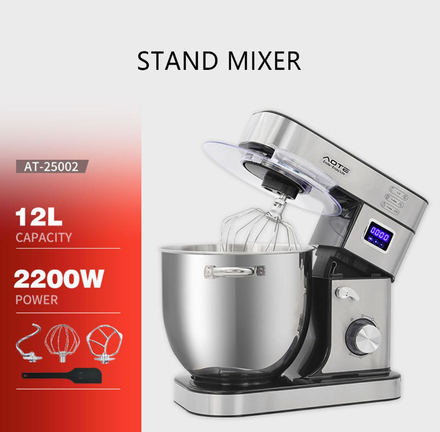 AOTE 2200W 12L Kitchen Electric Stand Mixer With Bowl,Dough Mixer For Cake