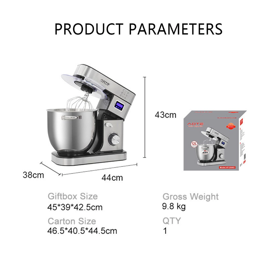 AOTE 2200W 12L Kitchen Electric Stand Mixer With Bowl,Dough Mixer For Cake