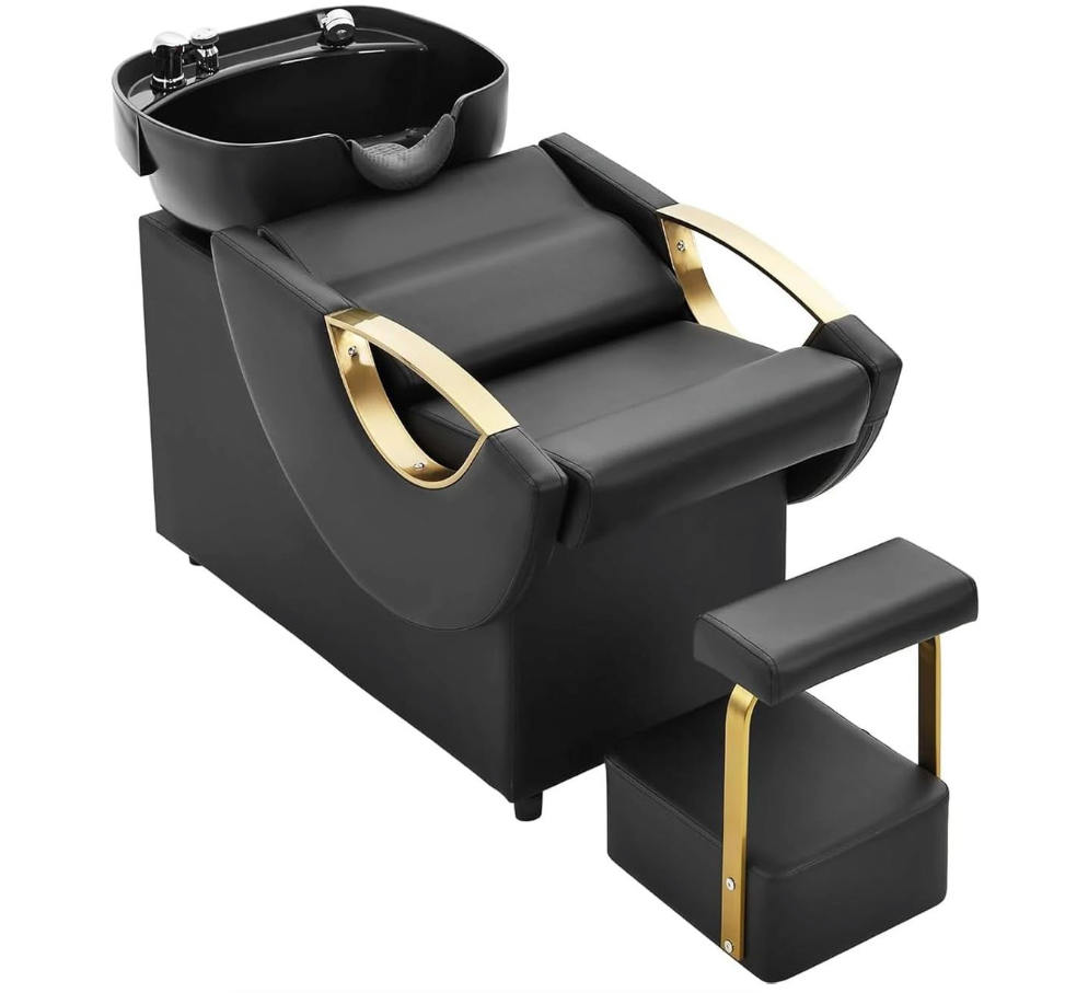 Luxury Shampoo Basin Chair with Freestanding Footrest & Deep Wash Bowl