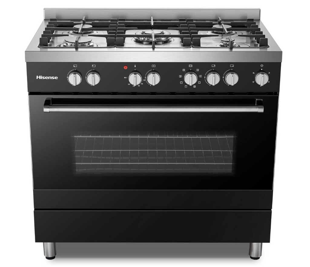 Hisense 90cm 5 Burner Gas/Electric Stove - Black