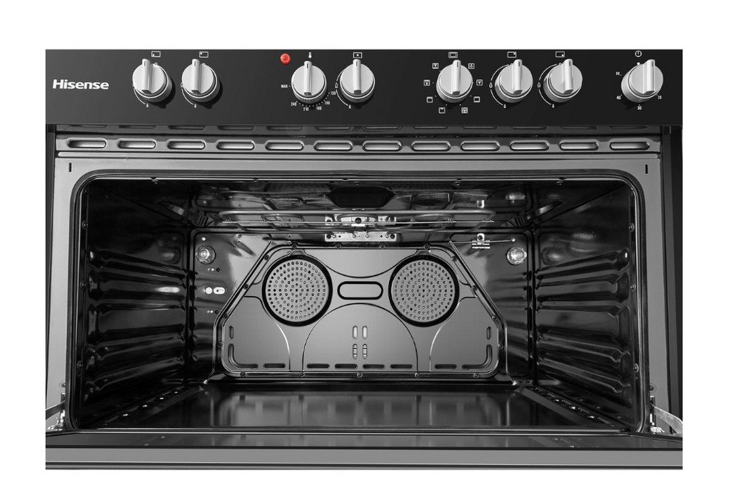 Hisense 90cm 5 Burner Gas/Electric Stove - Black