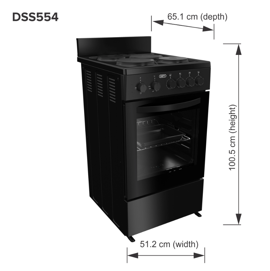 Defy DSS554 Compact 50cm 4 Plate Stove Black