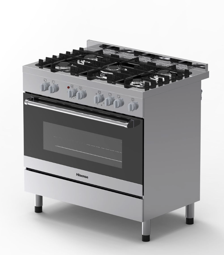Hisense 90cm 5 Burner Gas/Electric Stove-Stainless Steel