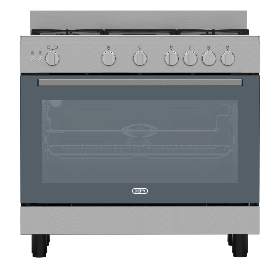 Defy 90cm DGS90G 5 Burner Full Gas Range Cooker + Turnspit - Inox