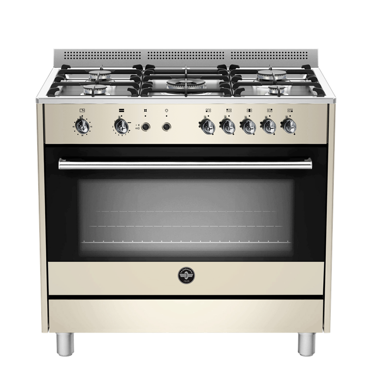 La Germania Rustica Full Gas Stove 5 Gas Burners Gas oven & Gas Grill Cream