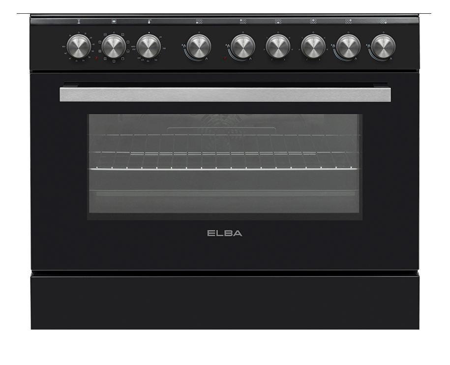 Elba 04/96CL727B-2 Gas Stove 4 Burner - 2 Elec Plates - Elec Oven 90cm