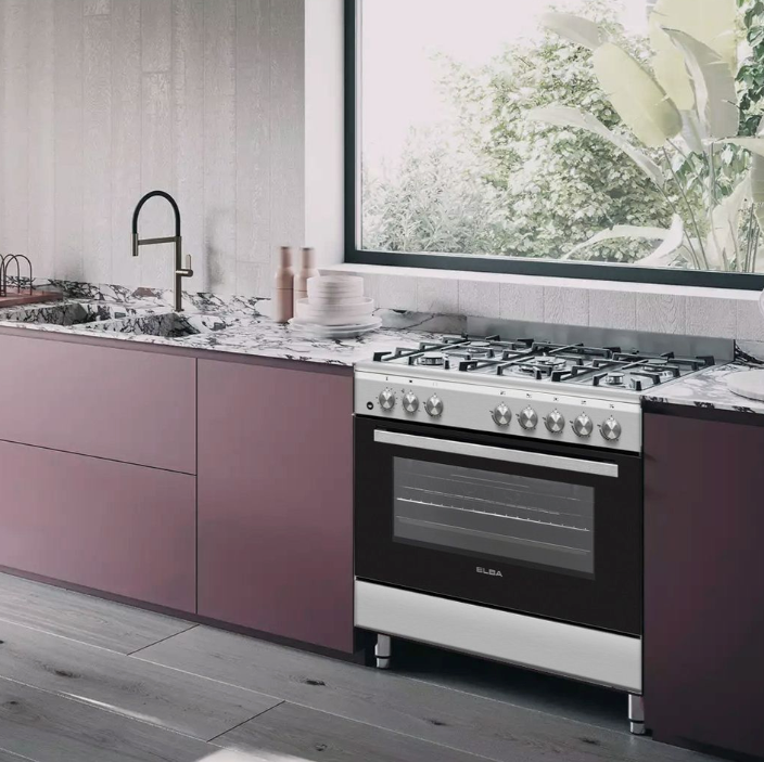 Elba 04/96CL828-2- Gas Stove 5 Burner Gas Oven 90cm Stainless Steel
