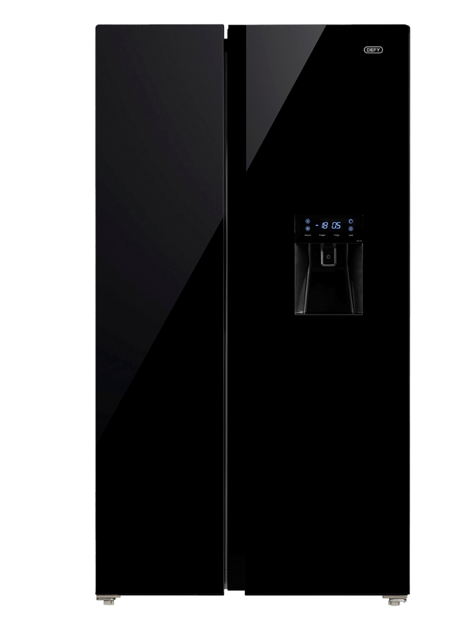 Defy DFF456 91cm 496L Side by Side Fridge Freezer No Frost with Water Dispenser Mirror Black GlassExample product