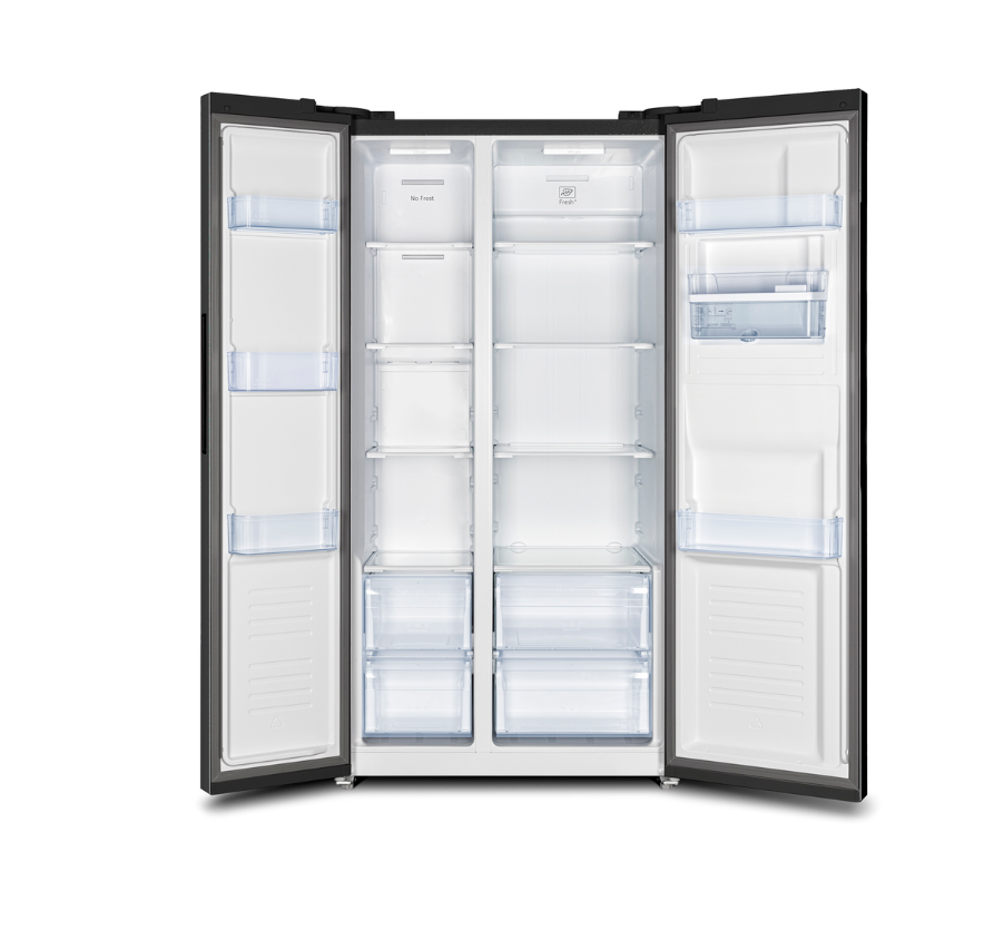 Defy DFF456 91cm 496L Side by Side Fridge Freezer No Frost with Water Dispenser Mirror Black GlassExample product