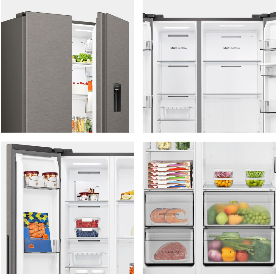 Hisense 541L No Frost Double doors Fridge with Water Dispenser-Inox